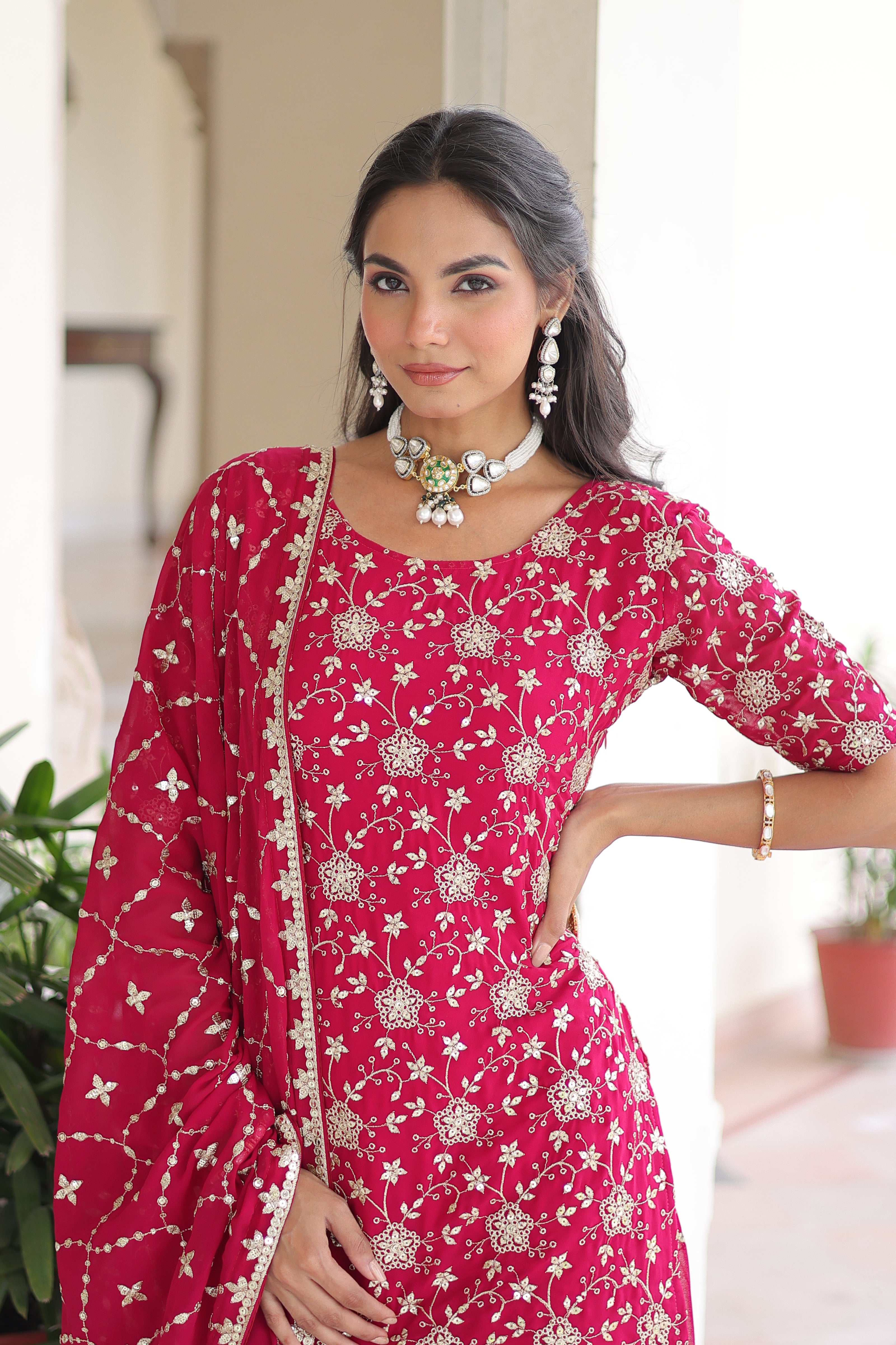 Premium Designer Ready-made Top, Sharara & Dupatta Collection.