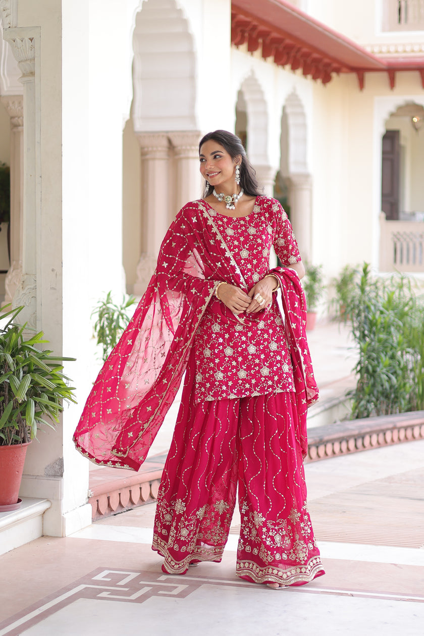 Premium Designer Ready-made Top, Sharara & Dupatta Collection.