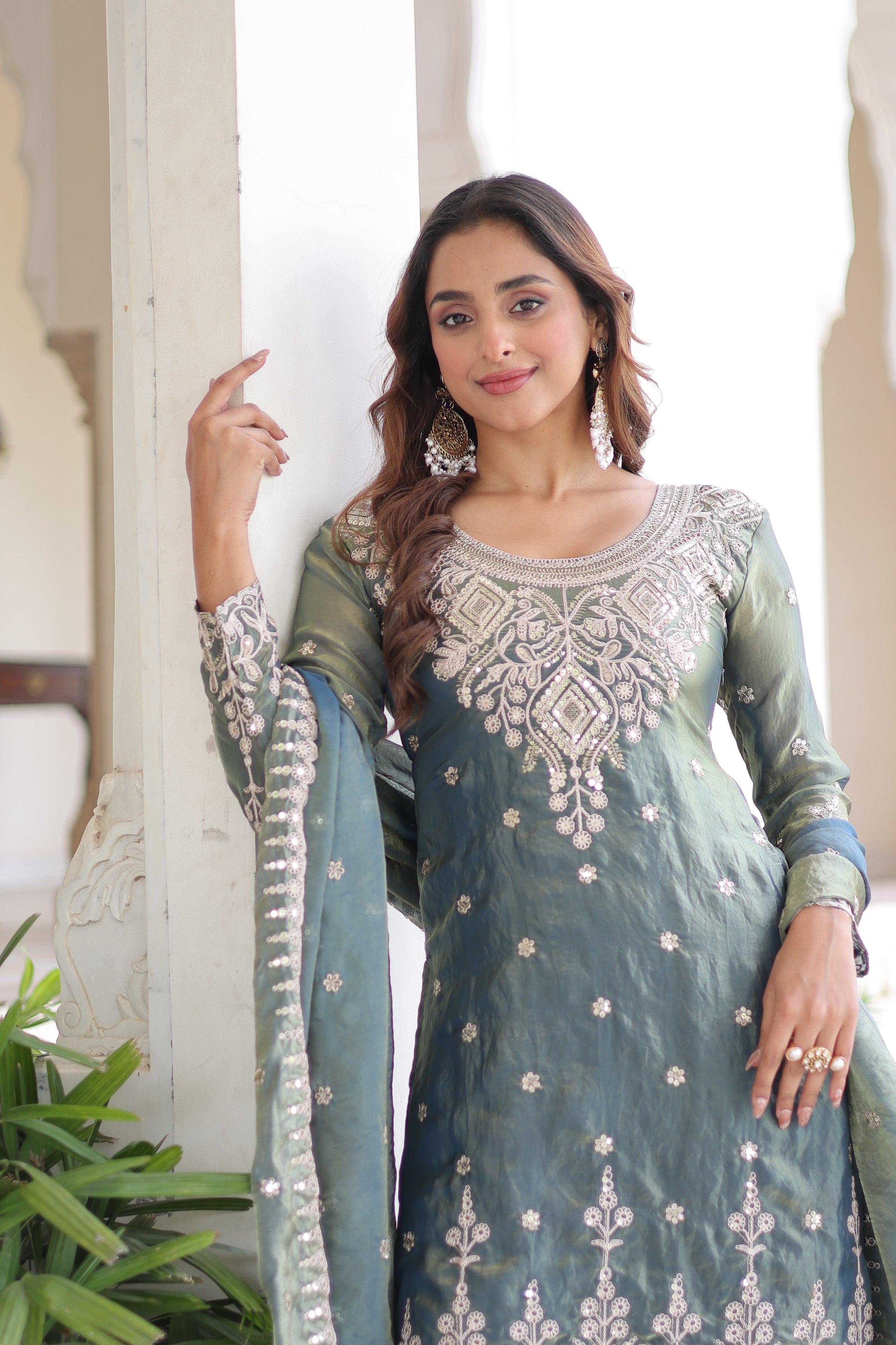 Premium Designer Ready-made Top, Sharara & Dupatta Collection.