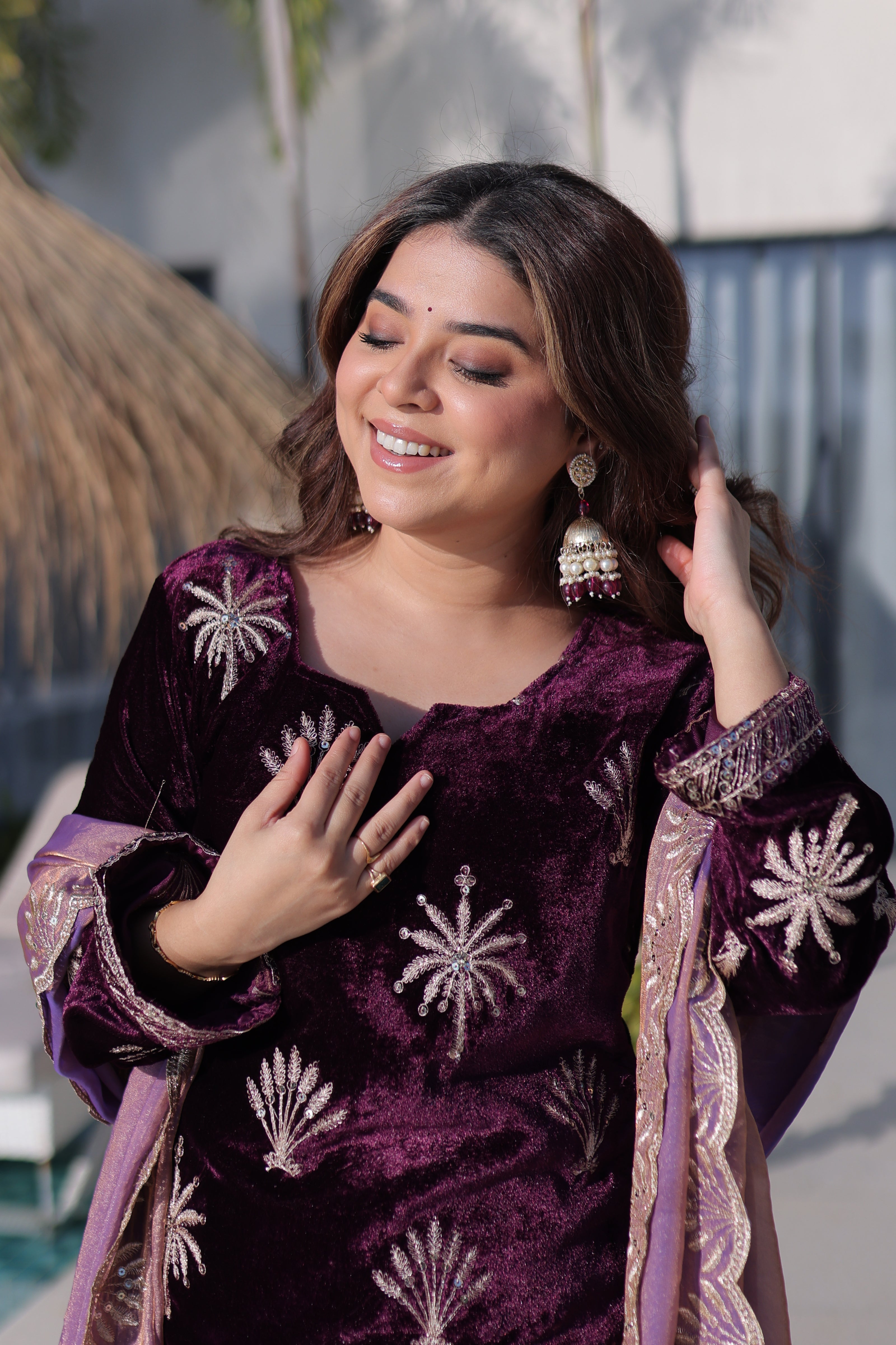 Premium Festive Wear Embroidered Kurta Sharara Suit Set.