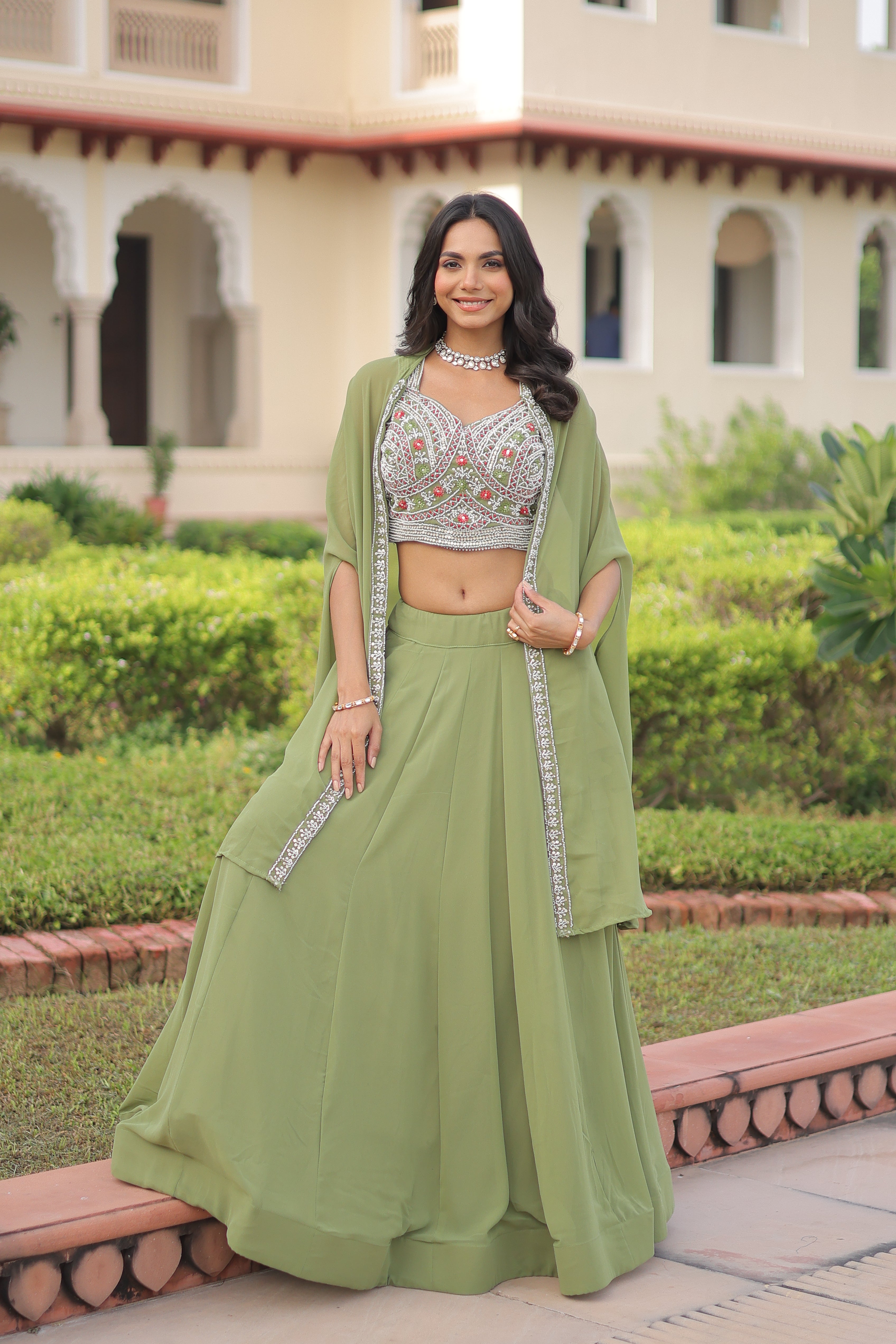Embroidered Designer Lehenga Choli with Dupatta.