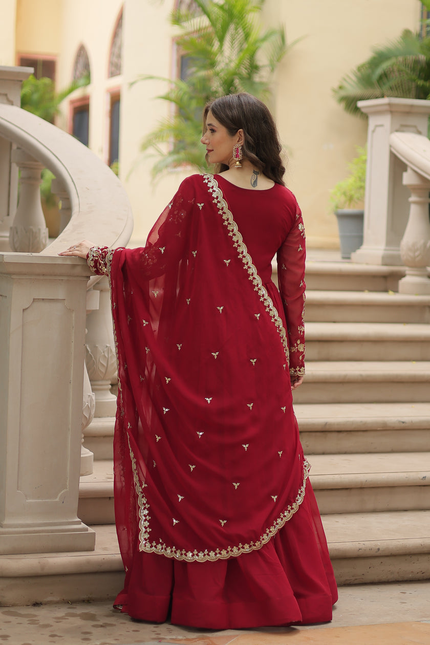Faux Blooming gown with Sequins-Multi Embroidered Work.