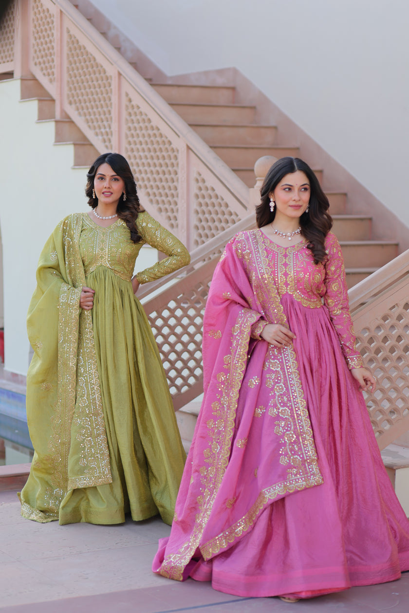 Designer Embroidered Anarkali Gown with Matching Dupatta.