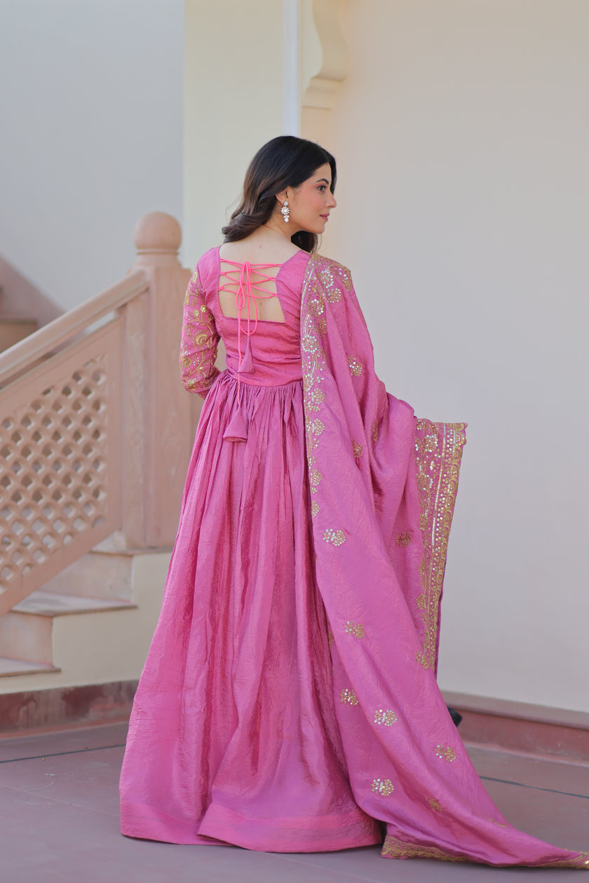 Designer Embroidered Anarkali Gown with Matching Dupatta.