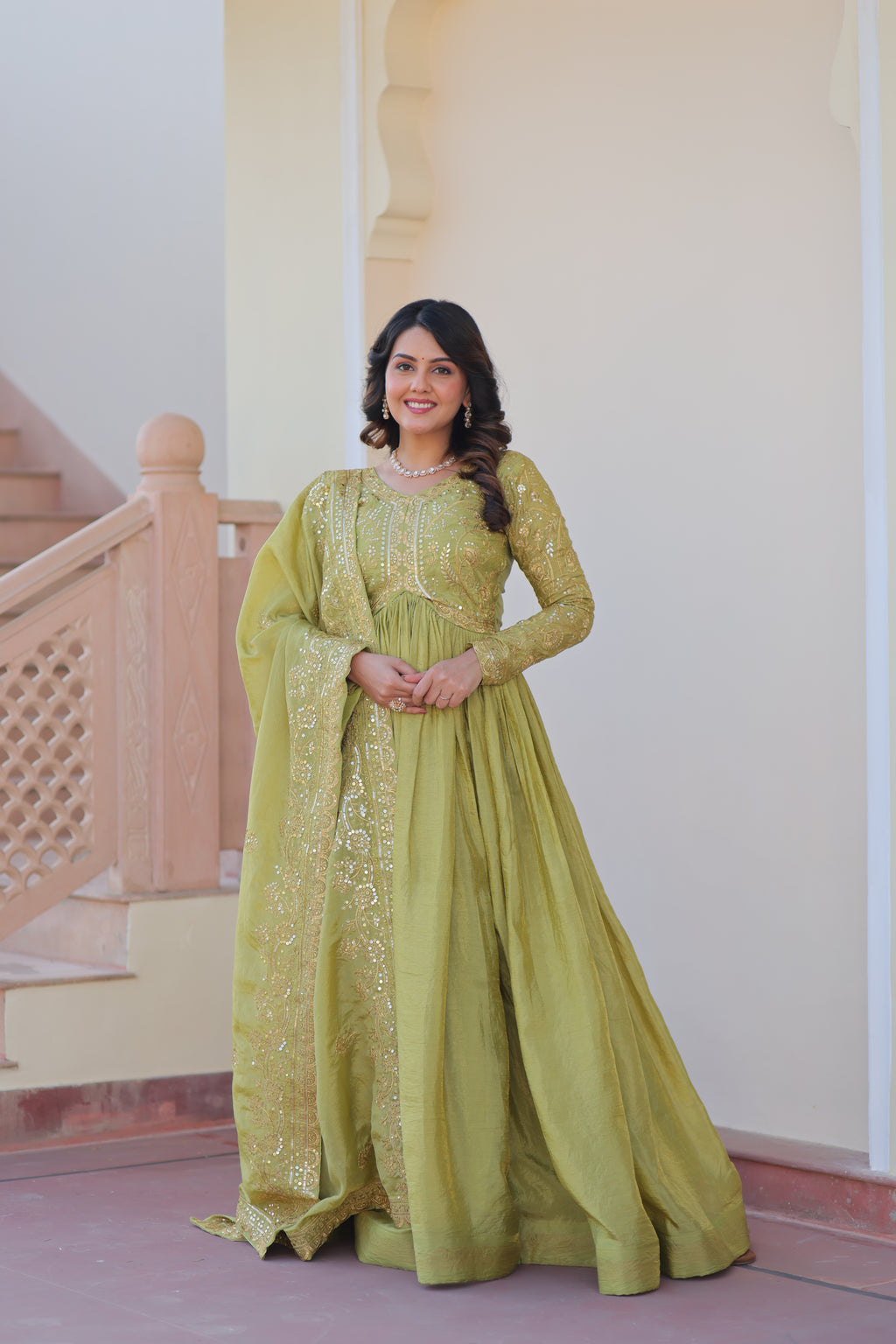 Designer Embroidered Anarkali Gown with Matching Dupatta.