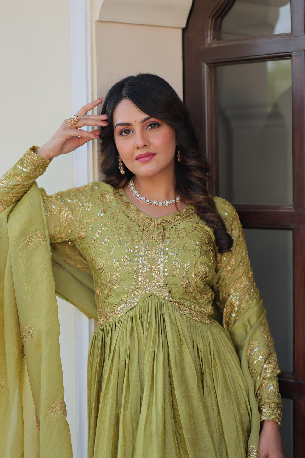 Designer Embroidered Anarkali Gown with Matching Dupatta.