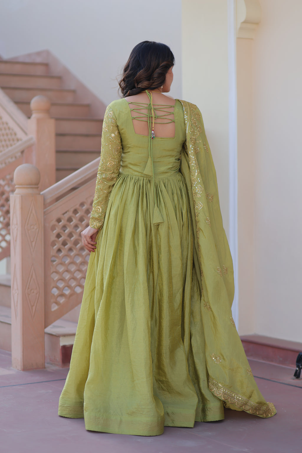 Designer Embroidered Anarkali Gown with Matching Dupatta.