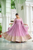 Elegant Embroidered Anarkali Suit Set with Dupatta – Sky Blue & Levender.