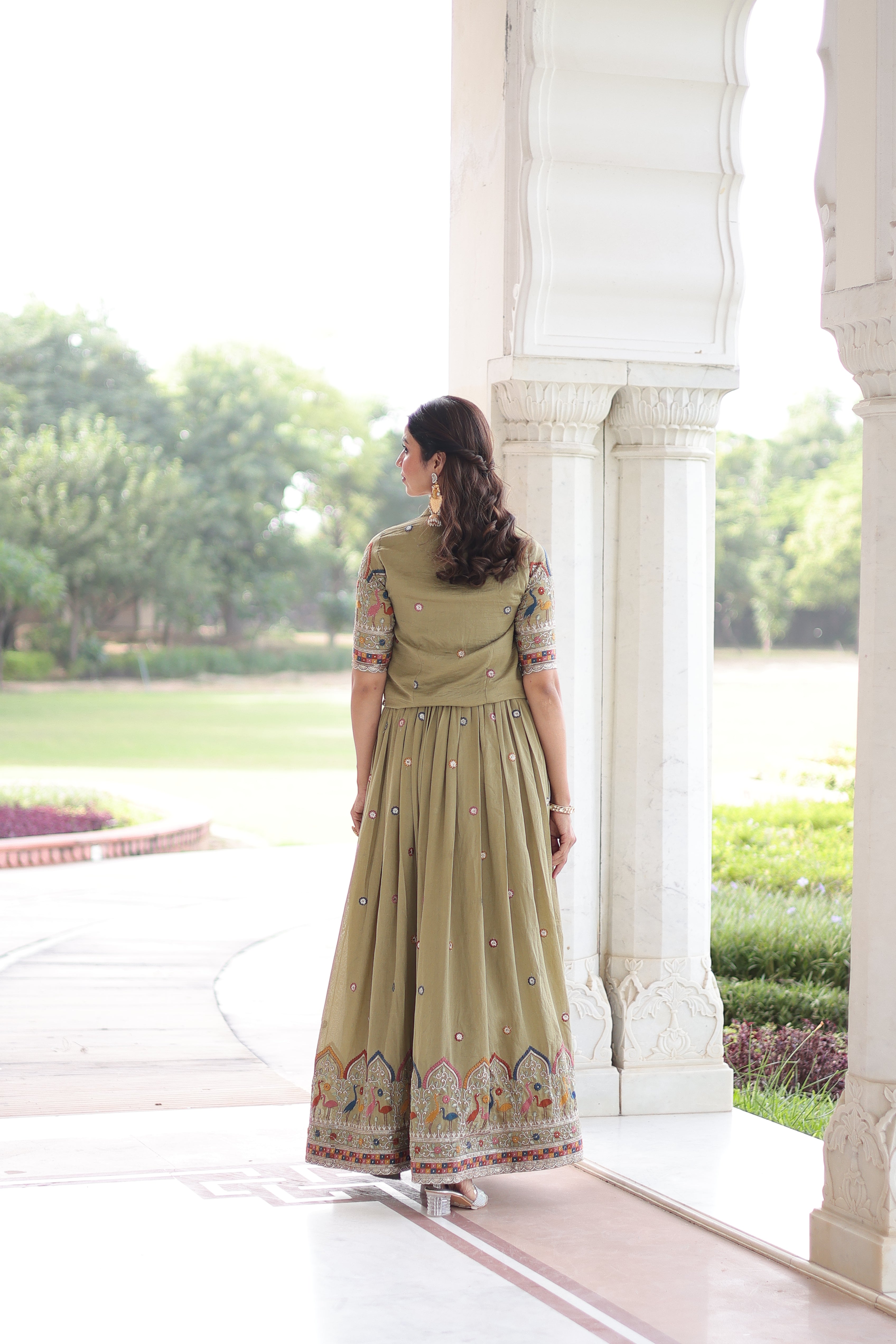Elegant Festive Wear Embroidered Gown with Short Jacket.
