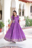 Elegant Festive Wear Embroidered Gown with Short Jacket.