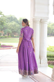 Elegant Festive Wear Embroidered Gown with Short Jacket.
