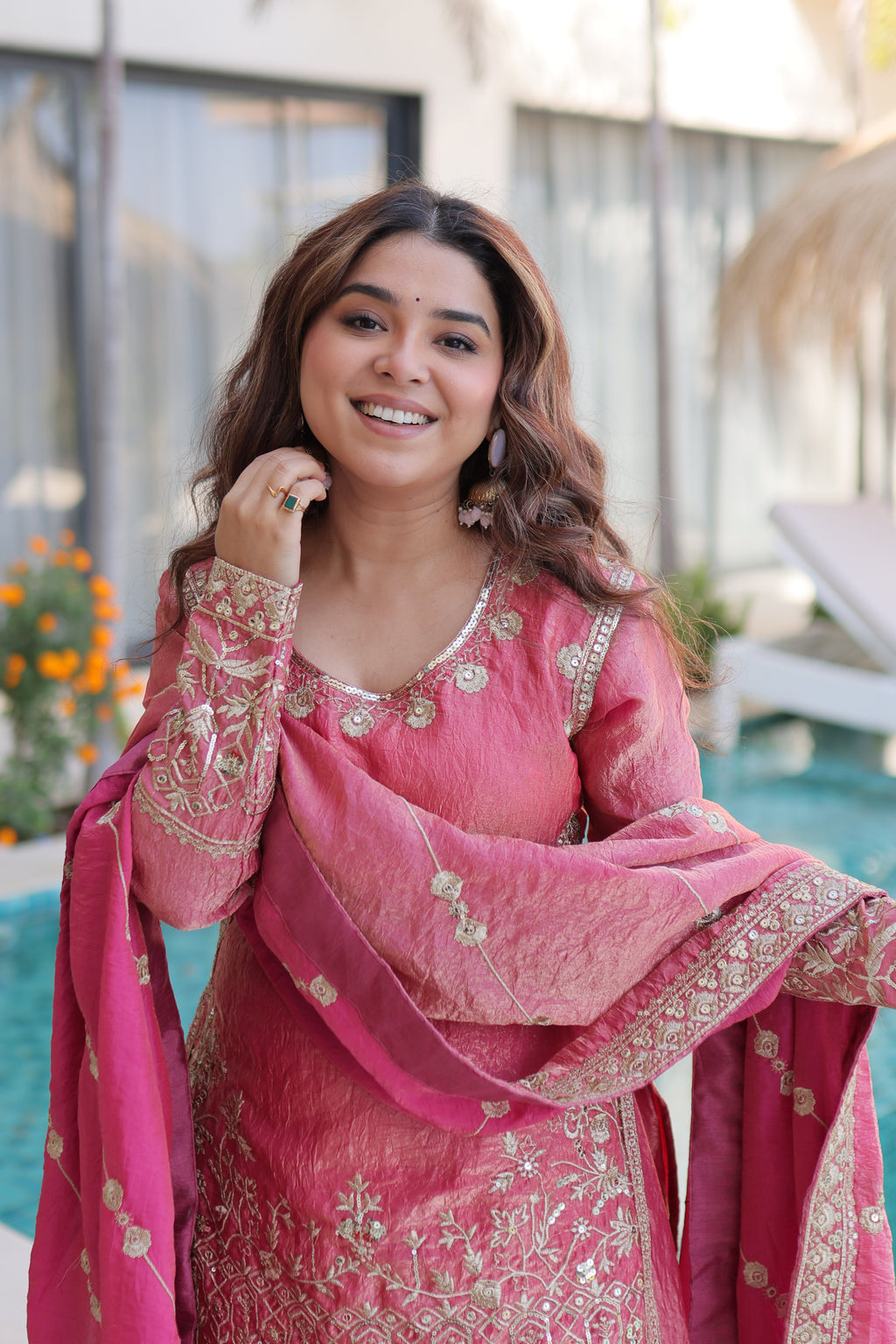 Designer Embroidered Sharara Set with Dupatta for Women.