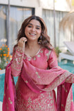 Designer Embroidered Sharara Set with Dupatta for Women.