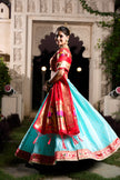 Traditional Silk Lehenga Choli Set with Woven Dupatta – Festive Wear.