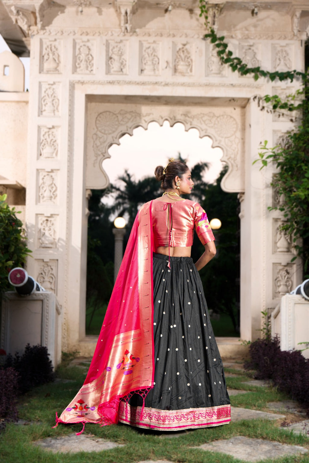 Traditional Silk Lehenga Choli Set with Woven Dupatta – Festive Wear