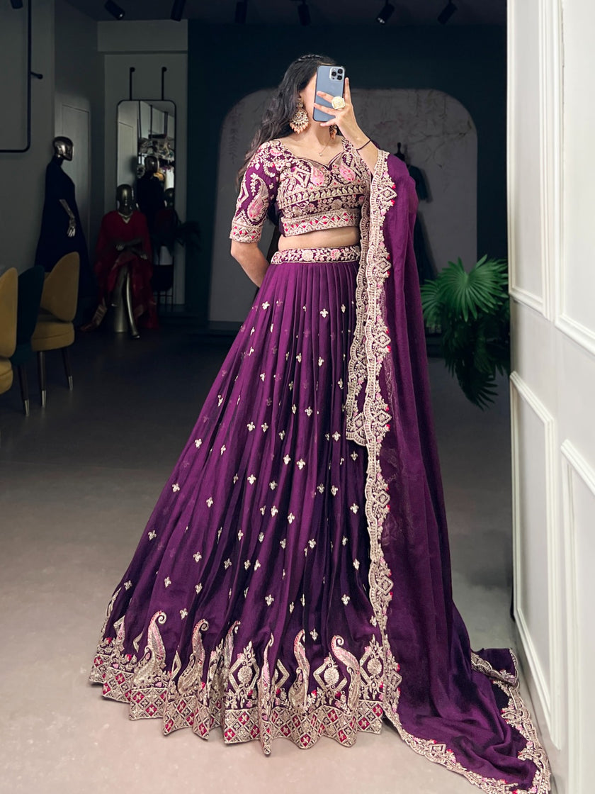 Designer Embroidered Lehenga Choli Set with Dupatta.