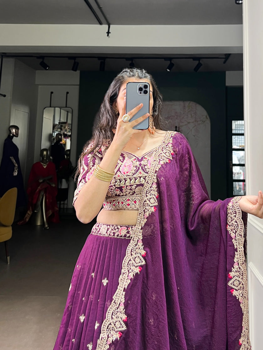 Designer Embroidered Lehenga Choli Set with Dupatta.