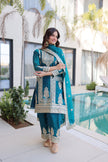 Designer Embroidered Kurta Pant Dupatta Set.