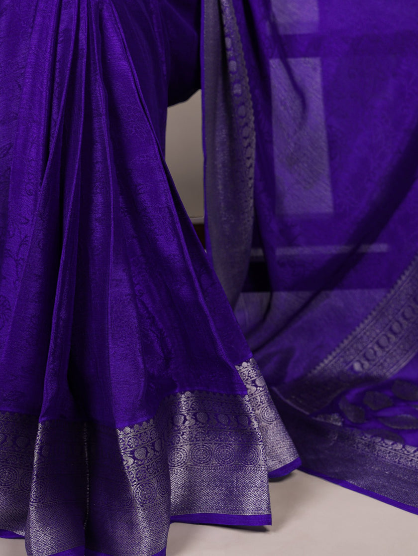 Chinon Silk Saree with Designer Pallu & Graceful Drape.