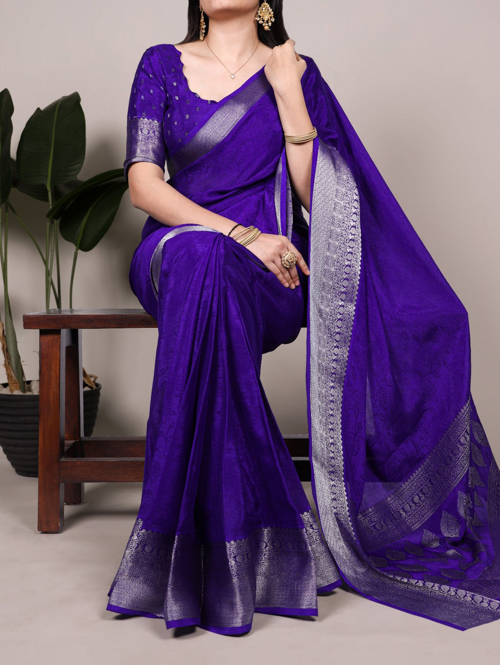 Chinon Silk Saree with Designer Pallu & Graceful Drape.