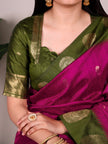 Elegant Poly Cotton Saree with Classic Border Design.