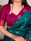 Elegant Poly Cotton Saree with Classic Border Design.