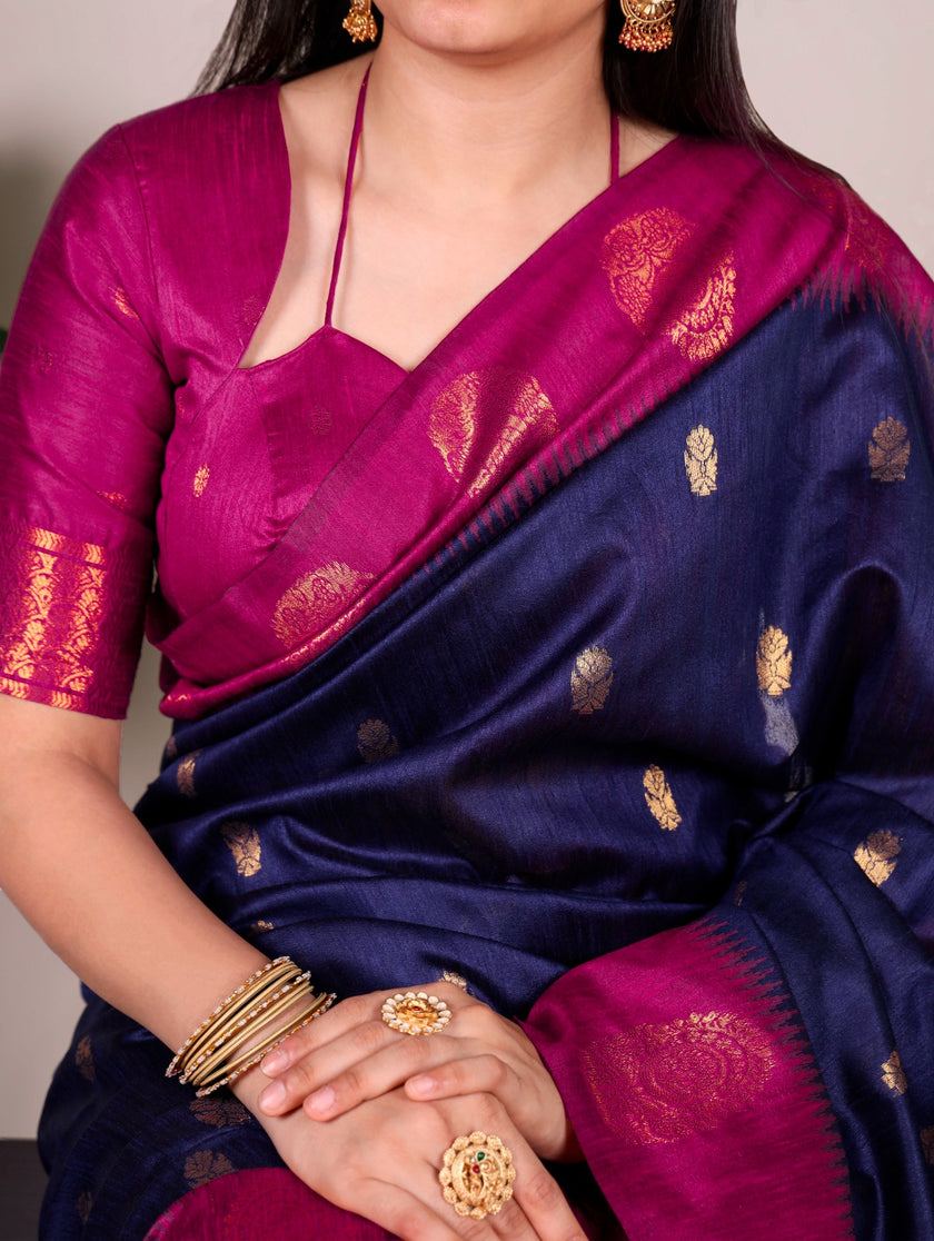 Elegant Poly Cotton Saree with Classic Border Design.