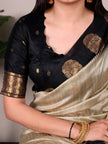 Elegant Poly Cotton Saree with Classic Border Design.