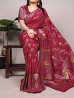 Traditional Nylon Saree with All-Over Ethnic Design.