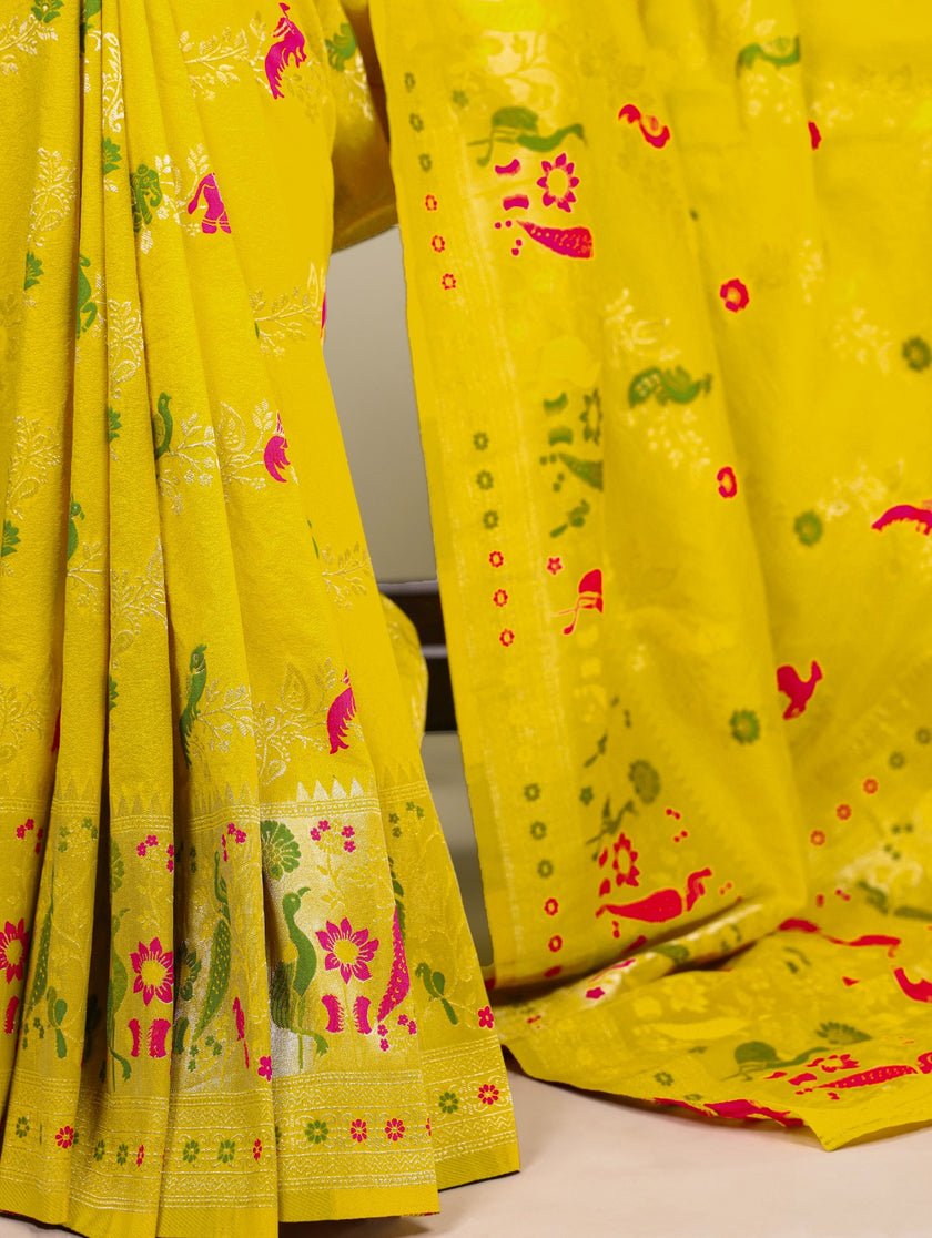 Traditional Nylon Saree with All-Over Ethnic Design.