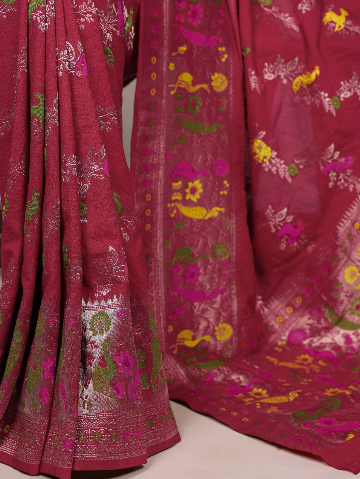 Traditional Nylon Saree with All-Over Ethnic Design.