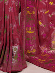 Traditional Nylon Saree with All-Over Ethnic Design.