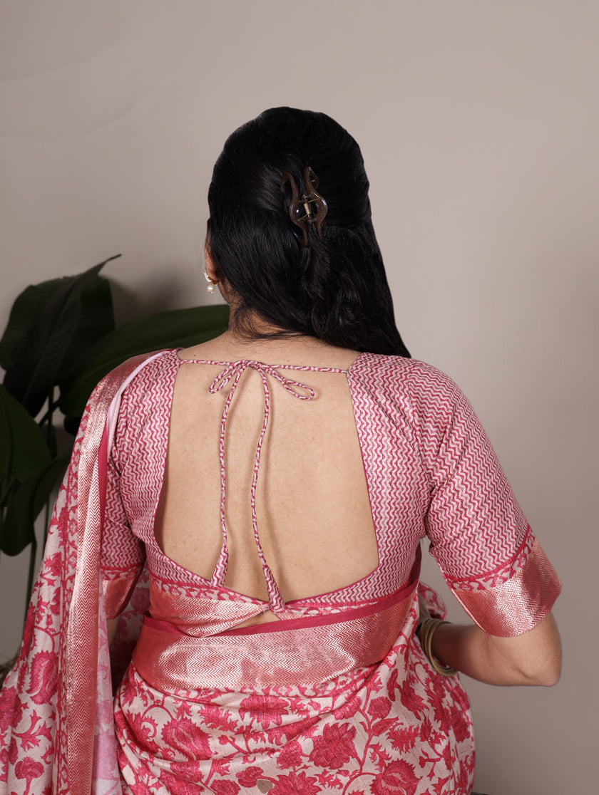 Designer Floral Woven Saree with Classic Border & Pallu.