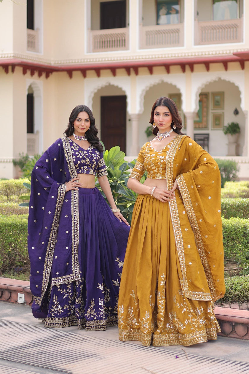 Embroidered Designer Lehenga Choli with Dupatta – Wedding & Festive Wear.