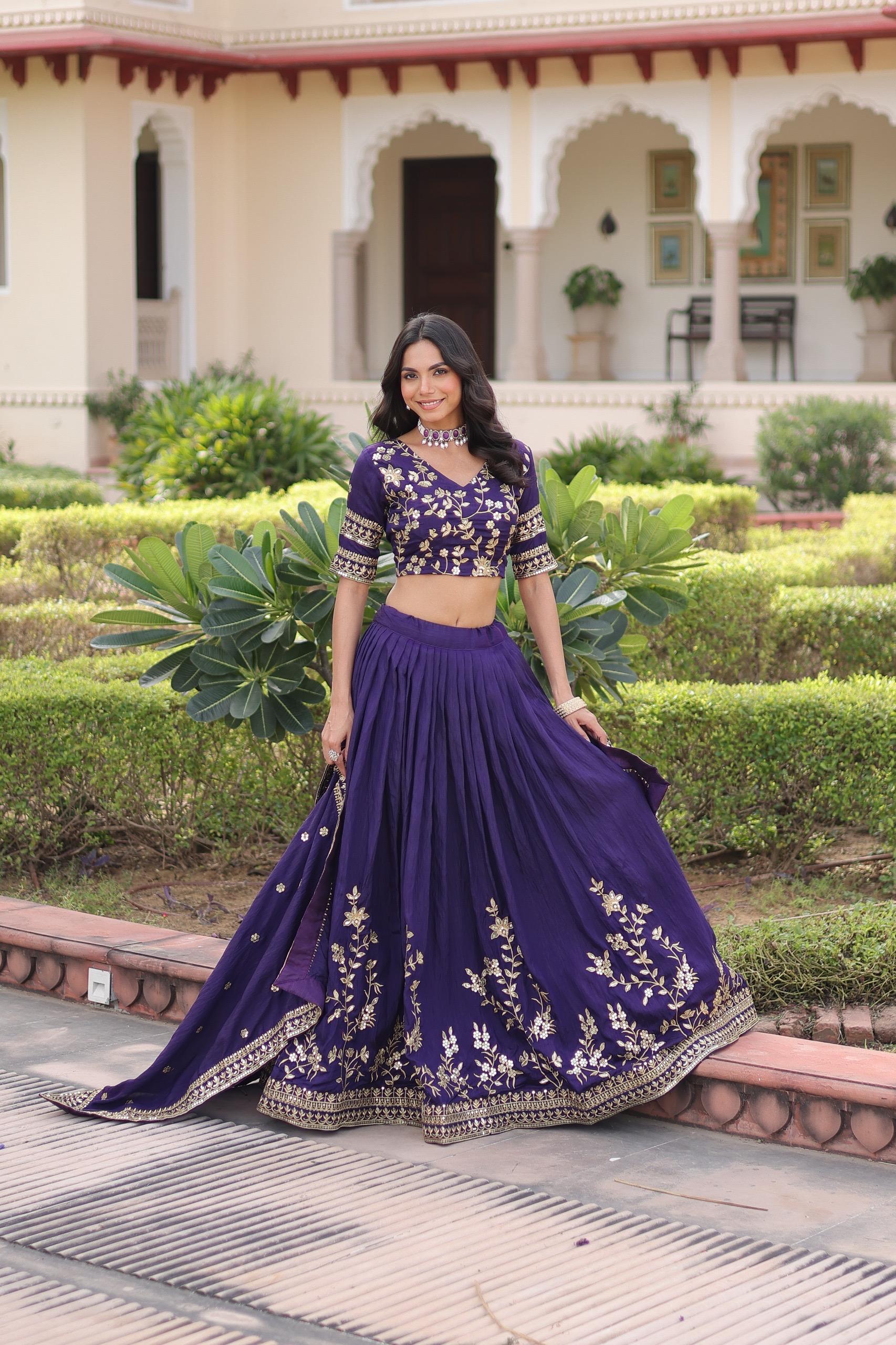 Embroidered Designer Lehenga Choli with Dupatta – Wedding & Festive Wear.
