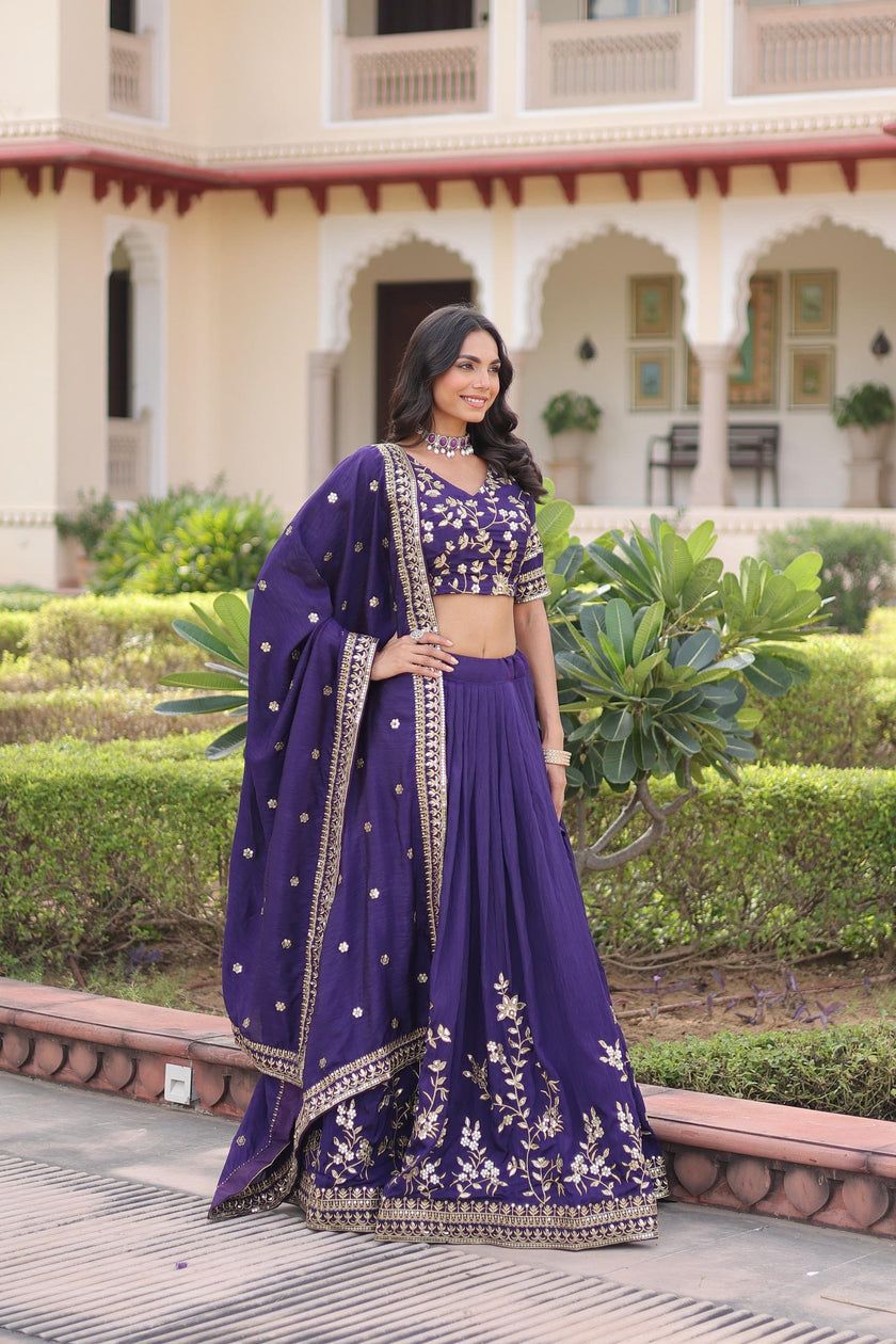 Embroidered Designer Lehenga Choli with Dupatta – Wedding & Festive Wear.