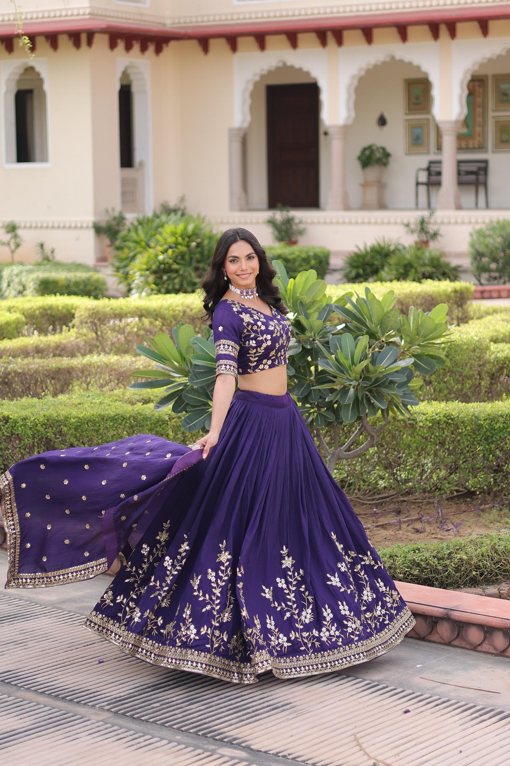 Embroidered Designer Lehenga Choli with Dupatta – Wedding & Festive Wear.