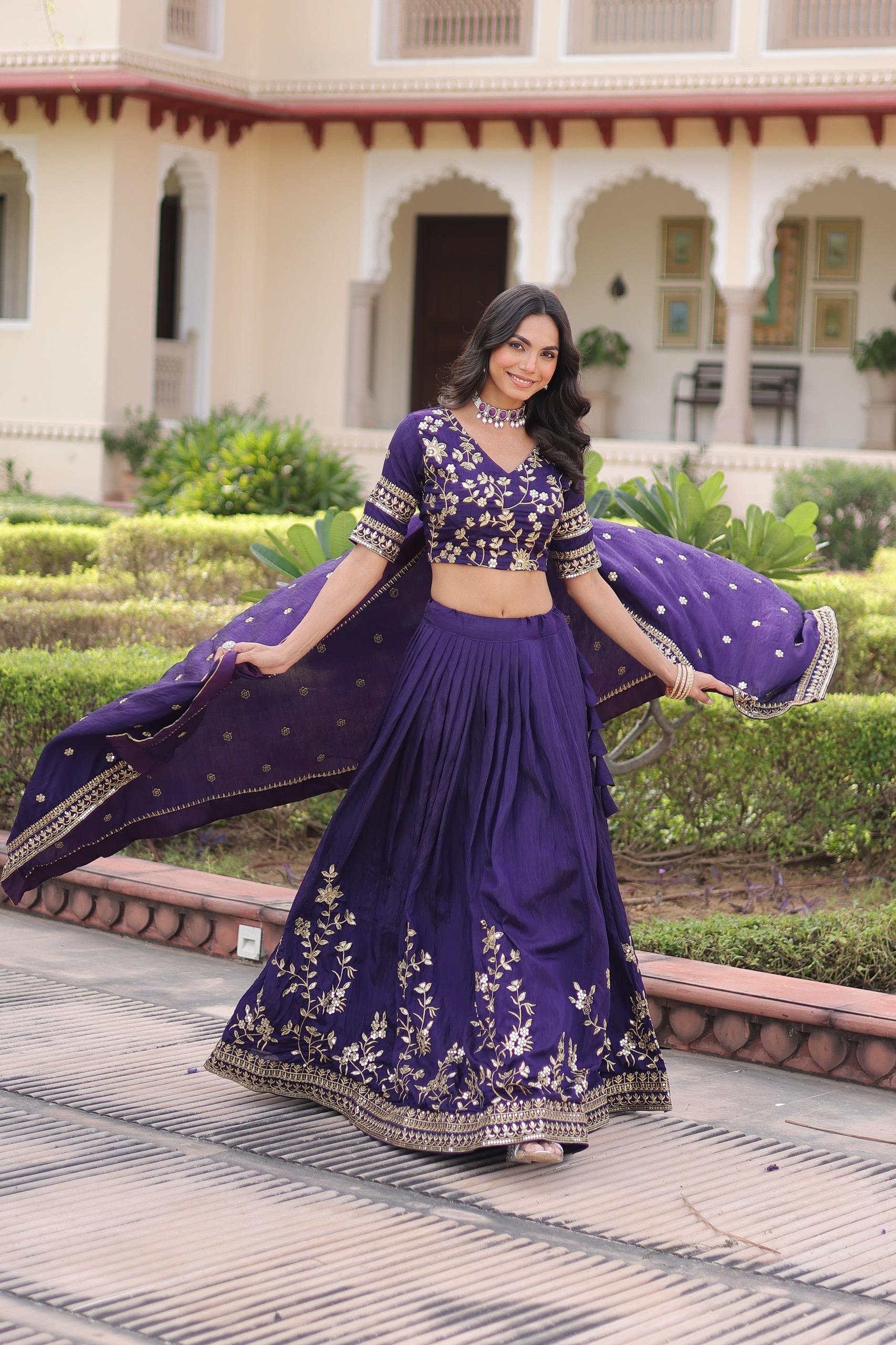 Embroidered Designer Lehenga Choli with Dupatta – Wedding & Festive Wear.