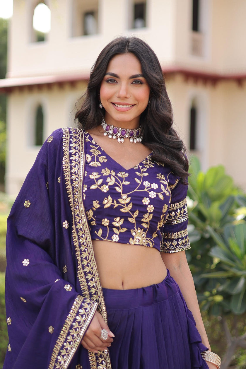 Embroidered Designer Lehenga Choli with Dupatta – Wedding & Festive Wear.