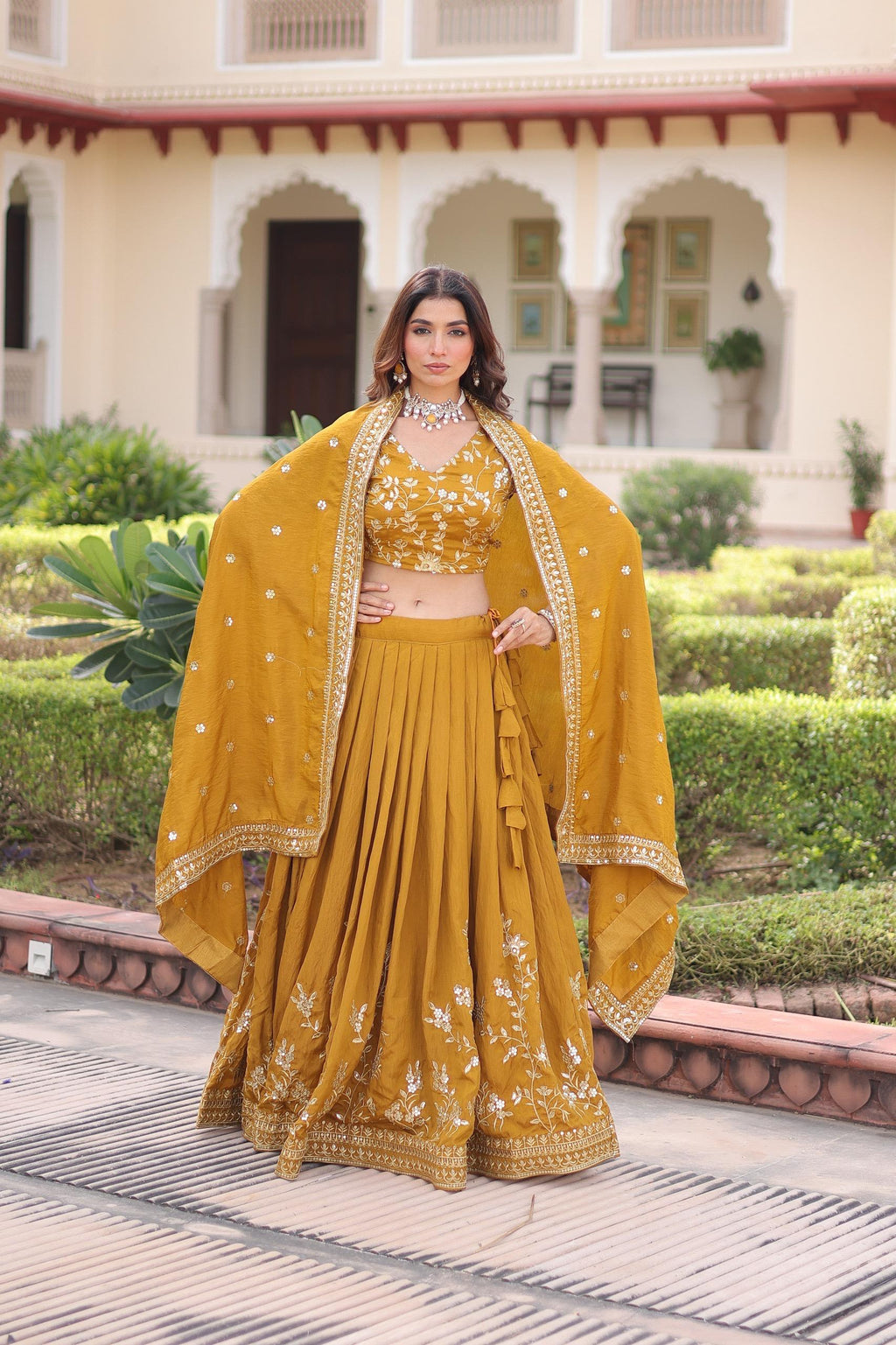 Embroidered Designer Lehenga Choli with Dupatta – Wedding & Festive Wear.
