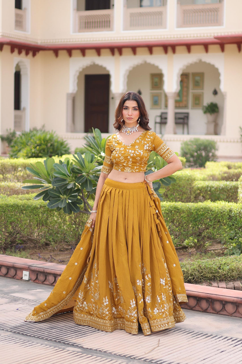 Embroidered Designer Lehenga Choli with Dupatta – Wedding & Festive Wear.