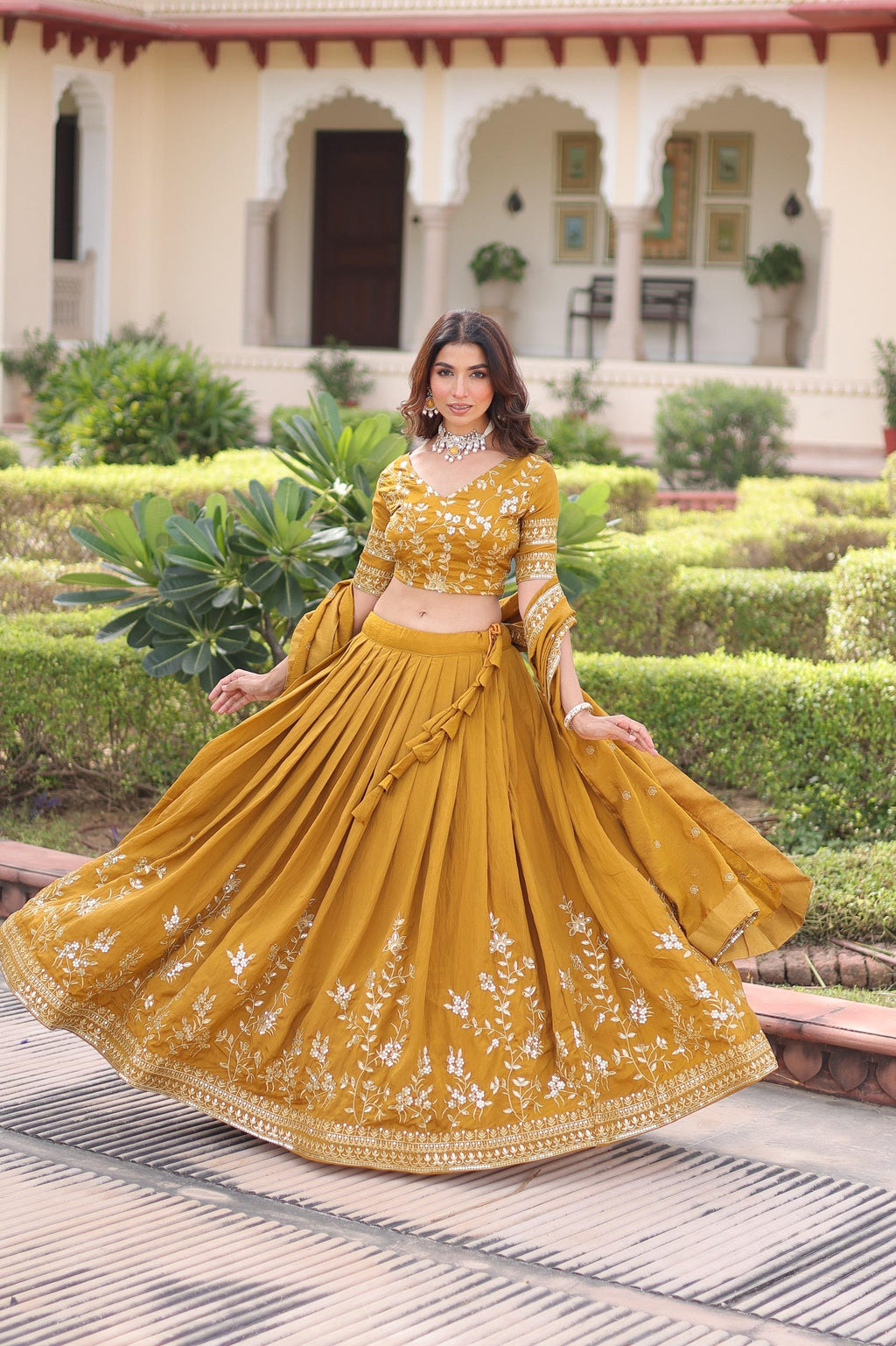 Embroidered Designer Lehenga Choli with Dupatta – Wedding & Festive Wear.