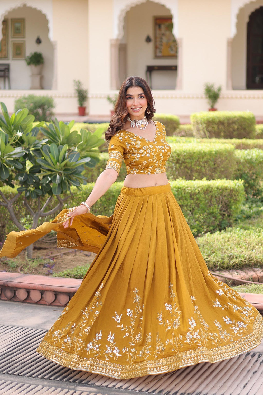 Embroidered Designer Lehenga Choli with Dupatta – Wedding & Festive Wear.