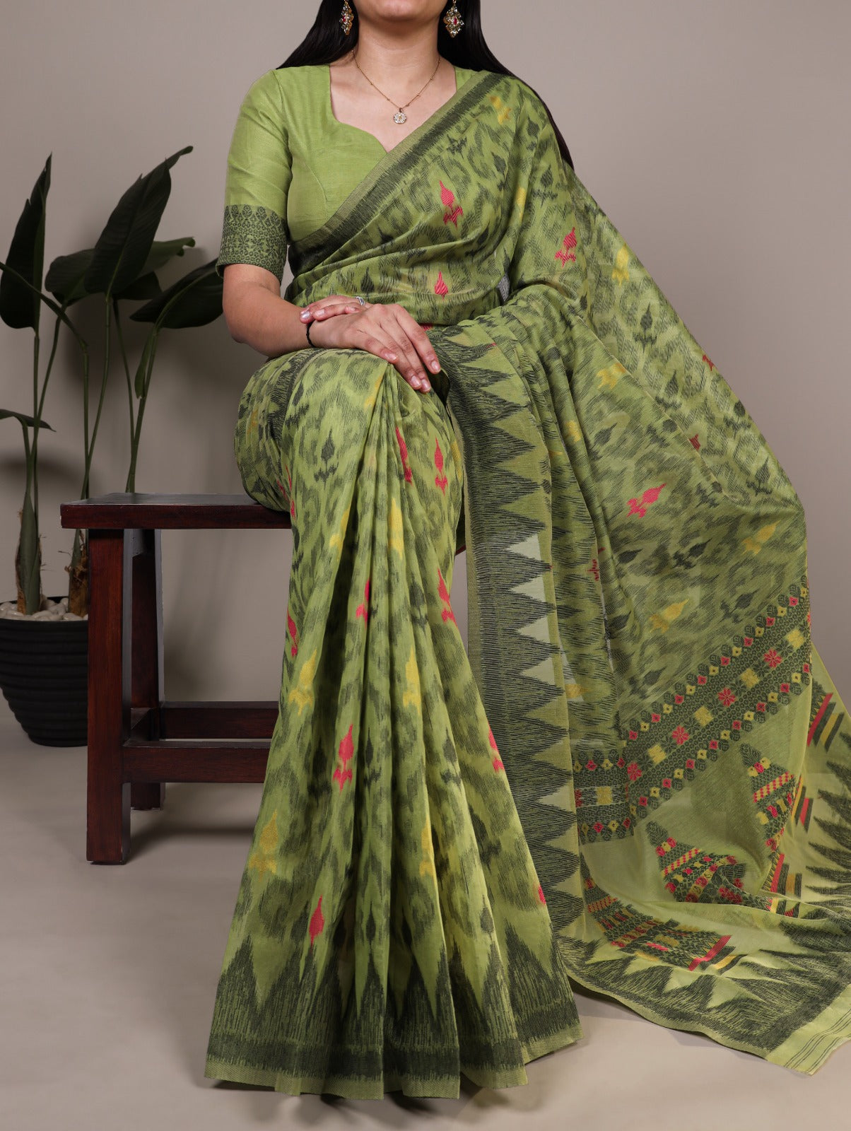 Elegant Printed Poly Cotton Saree with Designer Pallu.