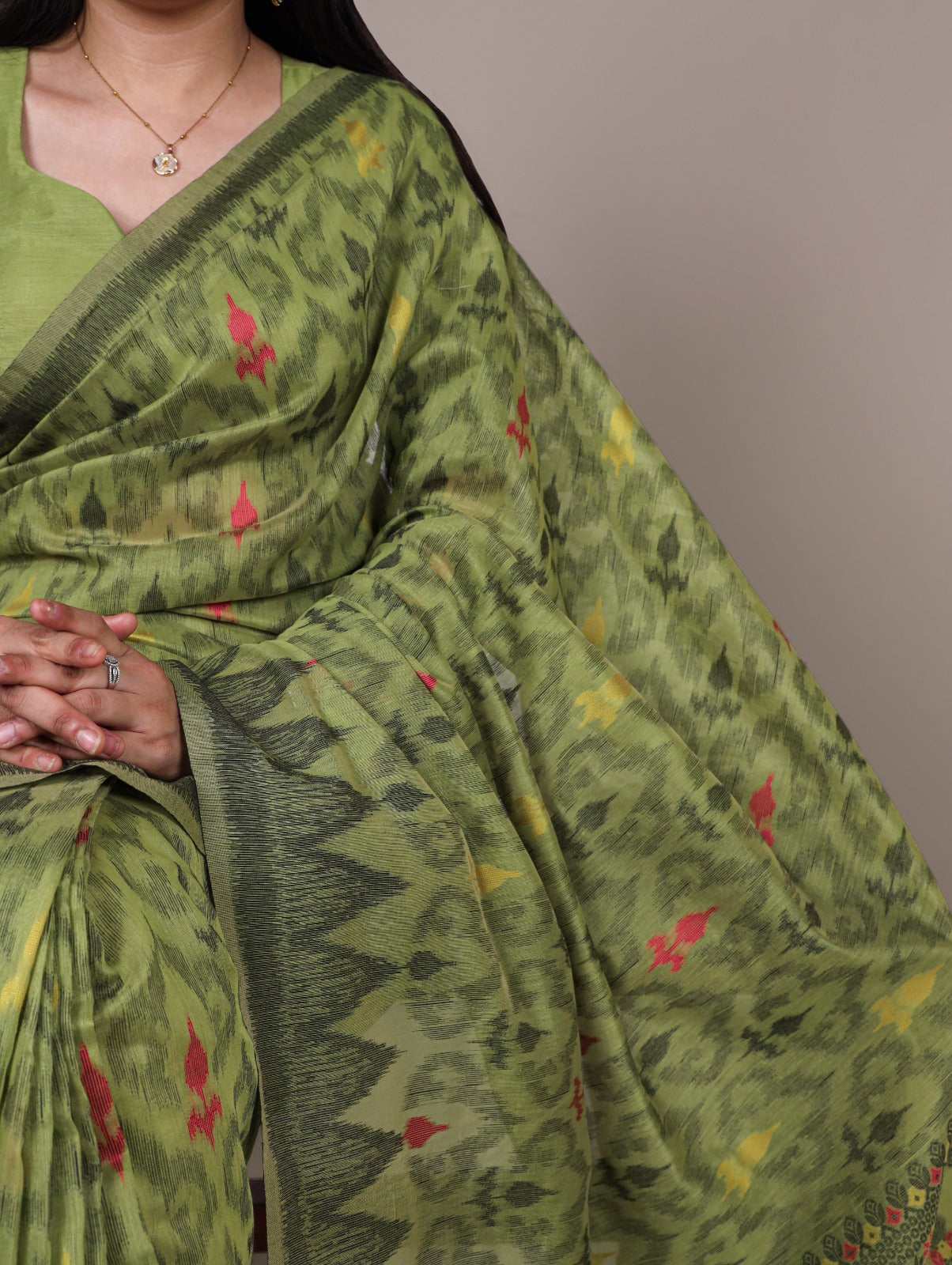 Elegant Printed Poly Cotton Saree with Designer Pallu.