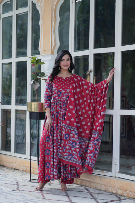 Premium Ready-made Kurti with Pant & Dupatta Set.