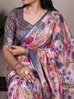 Floral Printed Soft Silk Saree with Contrast Border.