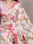 Floral Printed Soft Silk Saree with Contrast Border.