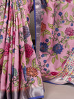 Floral Printed Soft Silk Saree with Contrast Border.