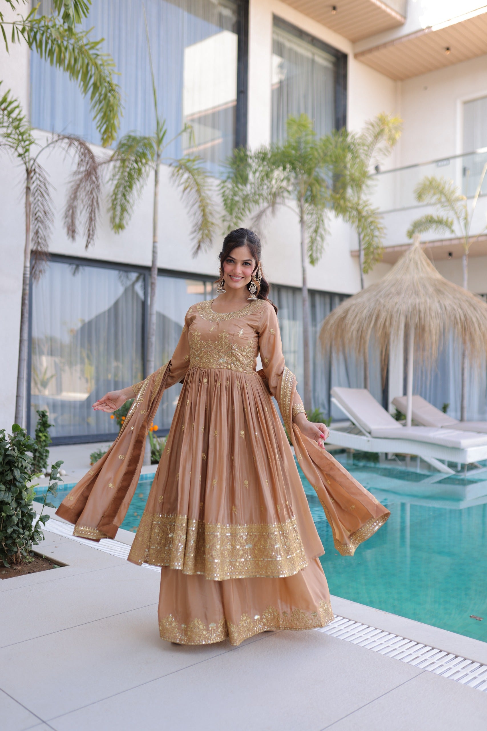 Premium Designer Ready-made Top, Sharara & Dupatta Collection.
